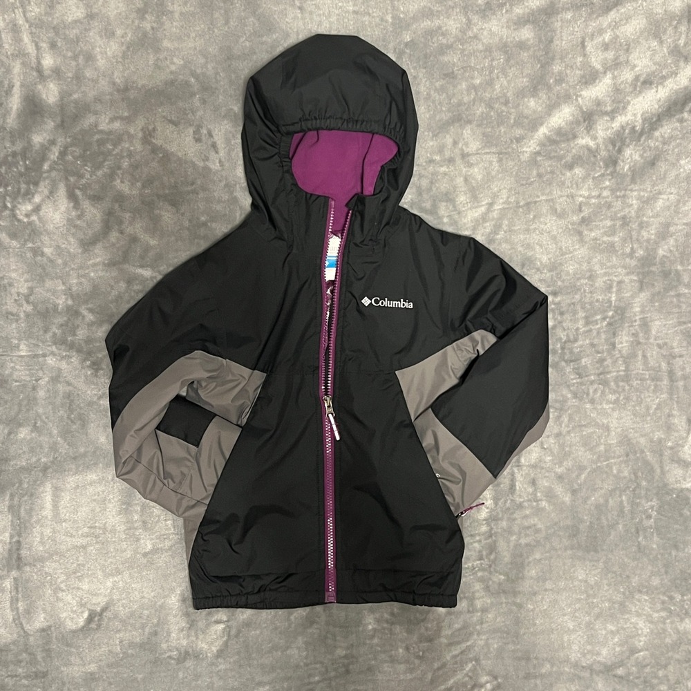 Columbia Kids Omni-Heat OUTGROWN Winter Jacket XXS 4-5 Black Gray Purple  EUC